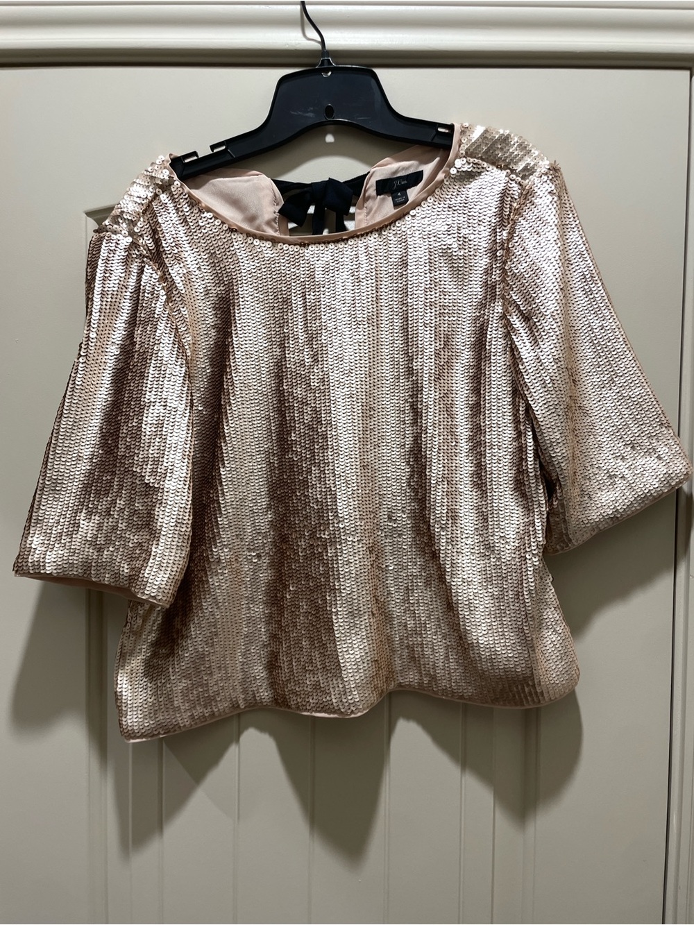 J. Crew Rose Gold Sequin Short Sleeve Blouse